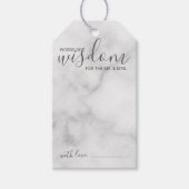 Modern Script bruiloft advies en wensen marmer Cadeaulabel (Voorkant)