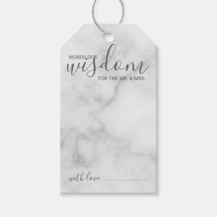 Modern Script bruiloft advies en wensen marmer Cadeaulabel