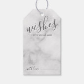 Modern Script bruiloft advies en wensen marmer Cadeaulabel (Voorkant)