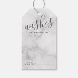 Modern Script bruiloft advies en wensen marmer Cadeaulabel
