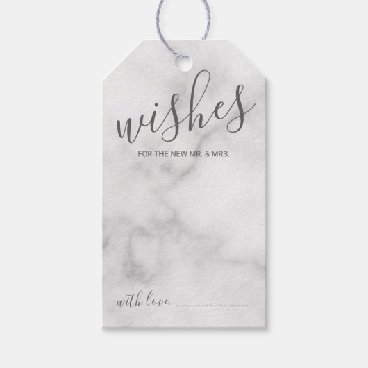 Modern Script bruiloft advies en wensen marmer Cadeaulabel (Voorkant)