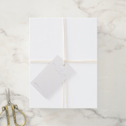 Modern Script Bruiloft Advies en Wensen Zilver Cadeaulabels (Met Koord)