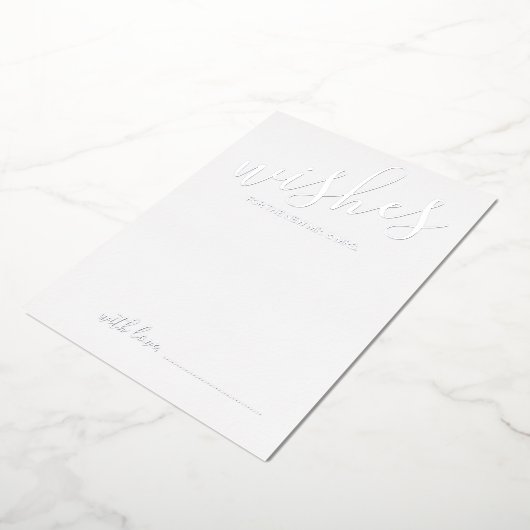 Modern Script Bruiloft Advies en Wensen Zilver Folie Uitnodiging (Gedraaid)