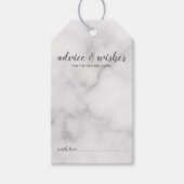 Modern Script Bruiloft Advies & Wensen Wit Marmer Cadeaulabel (Voorkant)