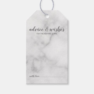 Modern Script Bruiloft Advies & Wensen Wit Marmer Cadeaulabel