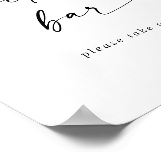 Modern Script bruiloft bloemblaadje bar Poster (Hoek)