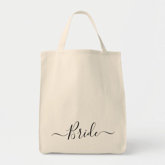modern script bruiloft bruid tote bag (Voorkant)