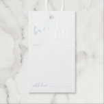 Modern Script Bruiloft Emmerlijst Zilver Cadeaulabels<br><div class="desc">Voeg een persoonlijk tintje toe aan uw bruiloft met een moderne script bruidsbucket list label kaart. Deze kaart heeft een titel in echte zilveren folie modern script lettertype stijl en details in moderne sans serif lettertype stijl op witte achtergrond.</div>