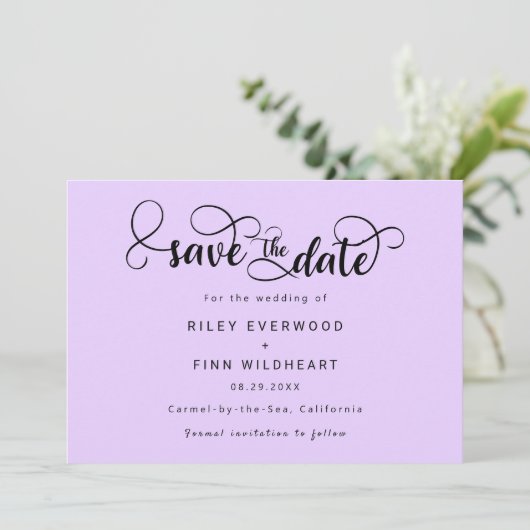 Modern Script bruiloft opslaan van de datum uitnod Save The Date (Staand voorkant)