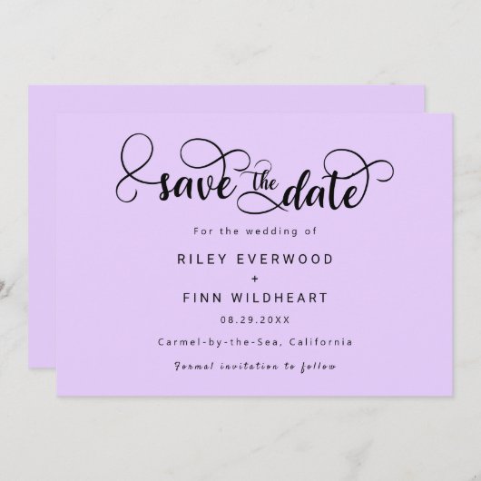 Modern Script bruiloft opslaan van de datum uitnod Save The Date (Voorkant / Achterkant)