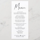 Modern Script Bruiloft Receptie Menu (Voorkant)