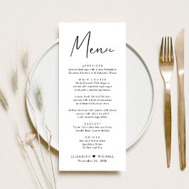 Modern Script Bruiloft Receptie Menu