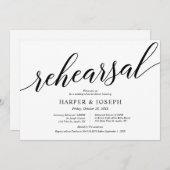 Modern script, bruiloft-repetitie en avondeten kaart (Voorkant / Achterkant)