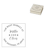 Modern Script Bruiloft Ronde Retouradres Rubberstempel (Gestempeld)