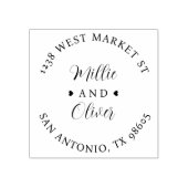 Modern Script Bruiloft Ronde Retouradres Rubberstempel (Afrduk)