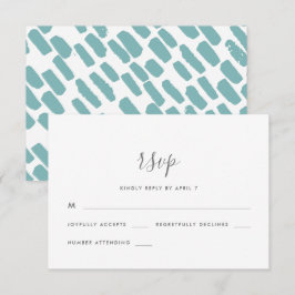 Modern Script Bruiloft RSVP in blauw Kaartje