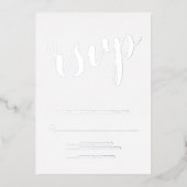 Modern Script Bruiloft RSVP Zilver Folie Uitnodiging (Voorkant)