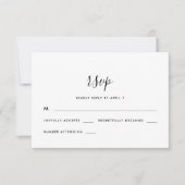 Modern Script Bruiloft Rsvp Zwart-wit Kaartje (Voorkant)