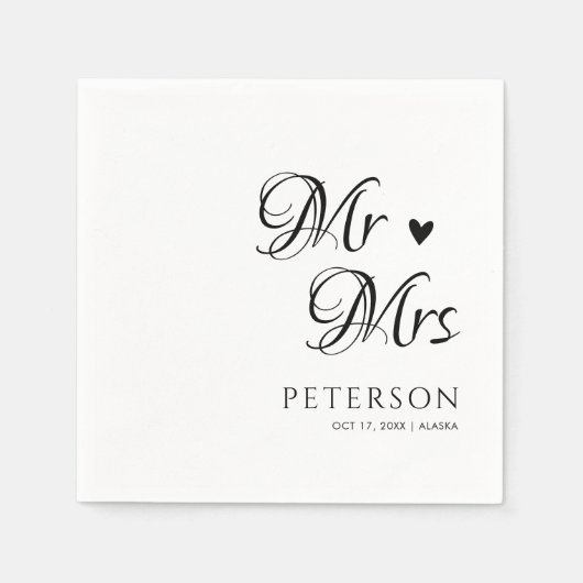Modern Script Bruiloft servetten voor ontvangst (Voorkant)