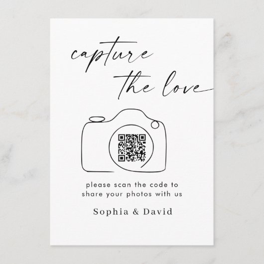 Modern script bruiloft vastleggen van de liefde QR Informatiekaartje (Voorkant)