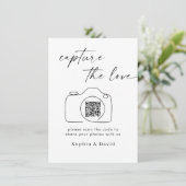 Modern script bruiloft vastleggen van de liefde QR Informatiekaartje (Staand voorkant)
