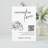 Modern script bruiloft vastleggen van de liefde QR Informatiekaartje (Staand voorkant)