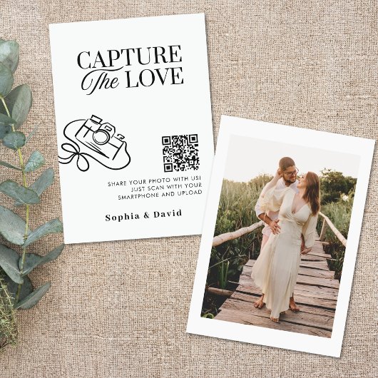 Modern script bruiloft vastleggen van de liefde QR Informatiekaartje