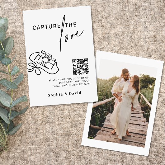 Modern script bruiloft vastleggen van de liefde QR Informatiekaartje