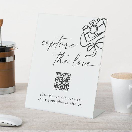 Modern script bruiloft vastleggen van de liefde QR Reclamebord Met Voetstuk (Insitu)