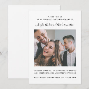 Modern Script Bruiloft Verloving Fotouitnodiging Kaart