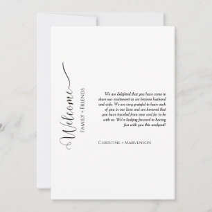 Modern script bruiloft verwelkomt & reisweekend aankondiging