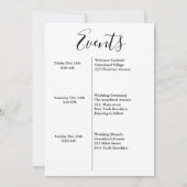 Modern script bruiloft verwelkomt & reisweekend aankondiging (Achterkant)