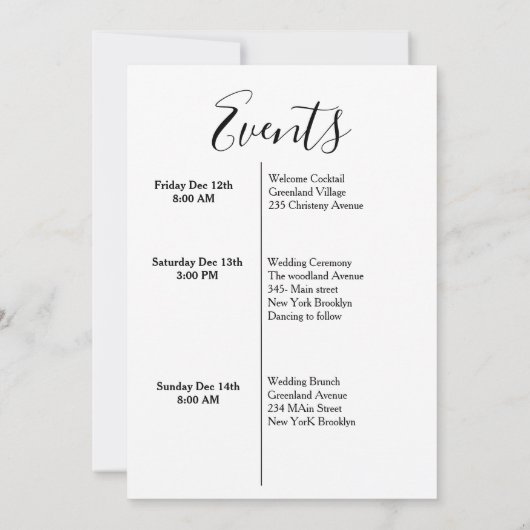 Modern script bruiloft verwelkomt & reisweekend kaart (Achterkant)