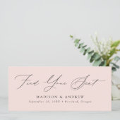 Modern Script Bruiloft Vind uw Seat Header Kaart (Staand voorkant)