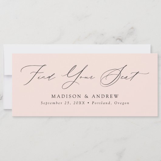 Modern Script Bruiloft Vind uw Seat Header Kaart (Voorkant)