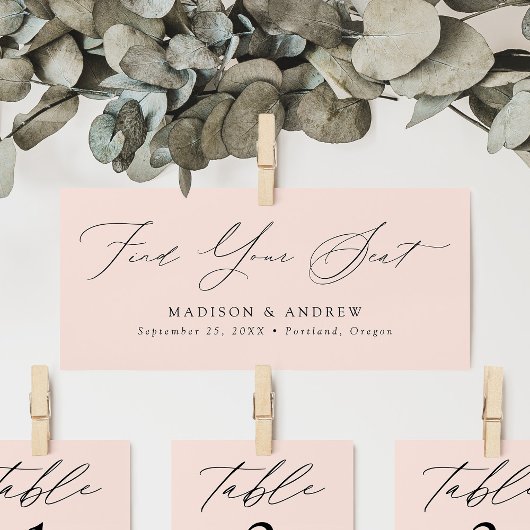 Modern Script Bruiloft Vind uw Seat Header Kaart
