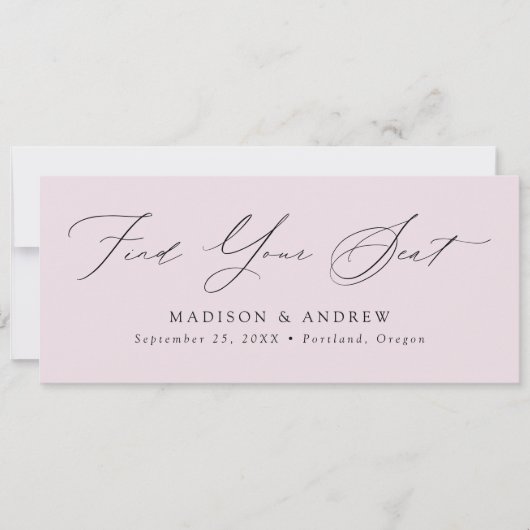 Modern Script Bruiloft Vind uw Seat Header Kaart (Voorkant)