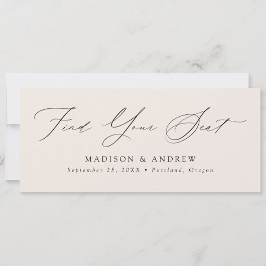 Modern Script Bruiloft Vind uw Seat Header Kaart (Voorkant)