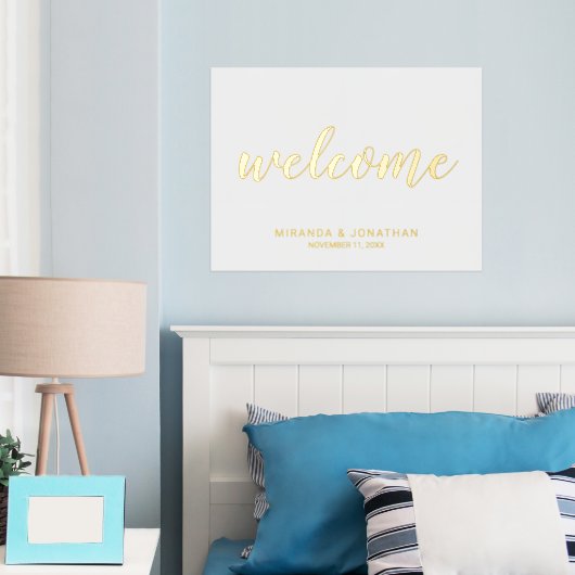 Modern Script Bruiloft Welkom Goud Folie Afdrukken (Insitu (Slaapkamer))