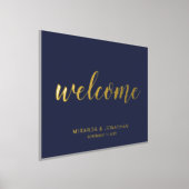 Modern Script Bruiloft Welkom Marine en Goud Folie Afdrukken (Laagn)