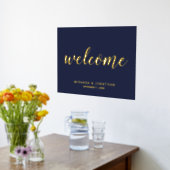 Modern Script Bruiloft Welkom Marine en Goud Folie Afdrukken (Laag (Keuken))