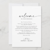 Modern script bruiloft Welkomstbrief & reisroute (Voorkant)