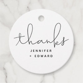 Modern Script Bruiloft Zwart-wit Bedankjes Labels