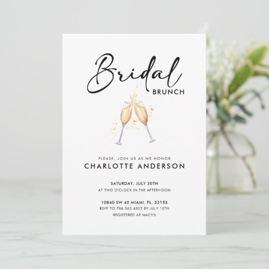 Modern Script | Bruilofts Brunch Uitnodiging (Staand voorkant)