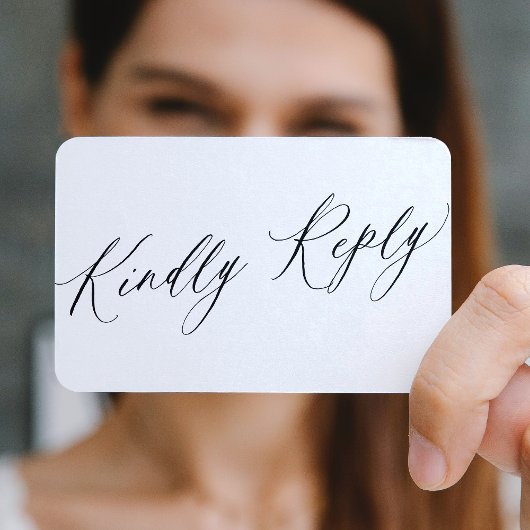 Modern script budget bruiloft vriendelijk antwoord notitiekaartje