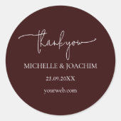 Modern Script Burgundy Mauve Ronde Sticker (Voorkant)