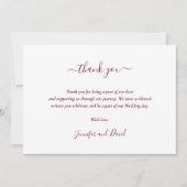 Modern Script Burgundy Wedding Bedankkaart (Voorkant)