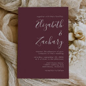 Modern Script Burgundy Wedding Kaart