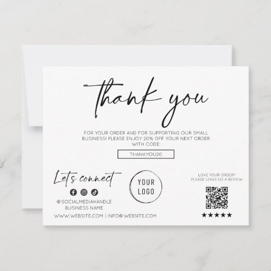 Modern Script Business Dank je kaart (Voorkant)