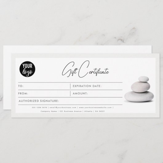 Modern Script Business Logo Cadeaucertificaat (Voorkant / Achterkant)